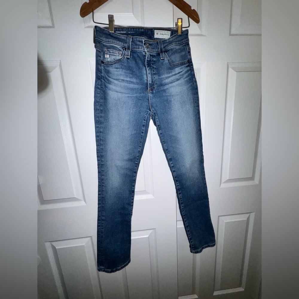 AG Stevie Straight High-Rise Slim Jeans | Anthropologie | 26R | Japanese Denim